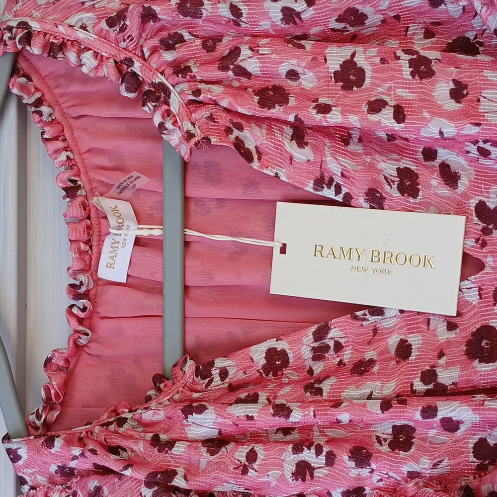 $445 Ramy Brook Penelope Ruffle Dress, Silk - Picture 2 of 9